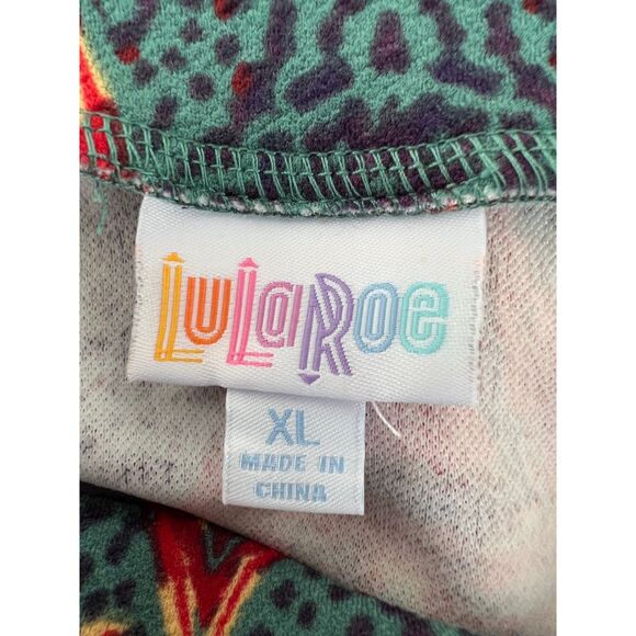 LuLaRoe Cassie Pencil Skirt Red Green Purple Triangle Geometric Print Women's XL - Picture 4 of 9